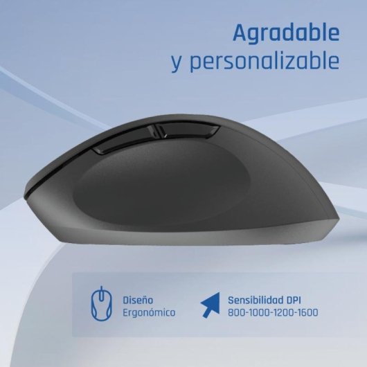 Ratón IGGUAL ERGO-SILENT-6D Inalámbrico 1600 DPI Negro 6 Botones Silencioso