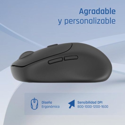 Ratón IGGUAL NANO-OFFICE-6D inalámbrico 1600 DPI Negro 6 Botones