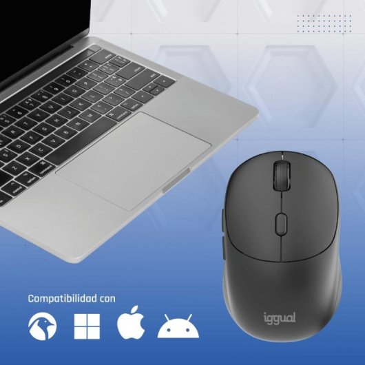 Ratón IGGUAL NANO-OFFICE-6D inalámbrico 1600 DPI Negro 6 Botones