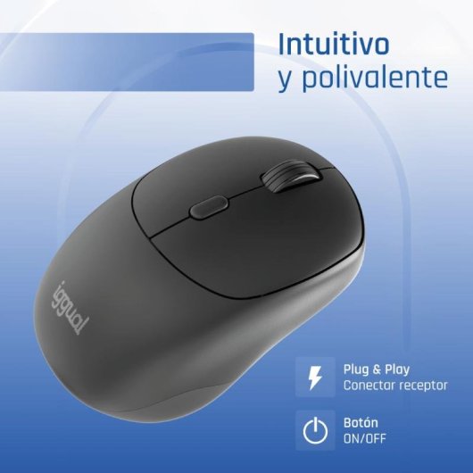 Ratón IGGUAL NANO-OFFICE-6D inalámbrico 1600 DPI Negro 6 Botones