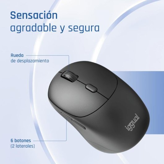 Ratón IGGUAL NANO-OFFICE-6D inalámbrico 1600 DPI Negro 6 Botones