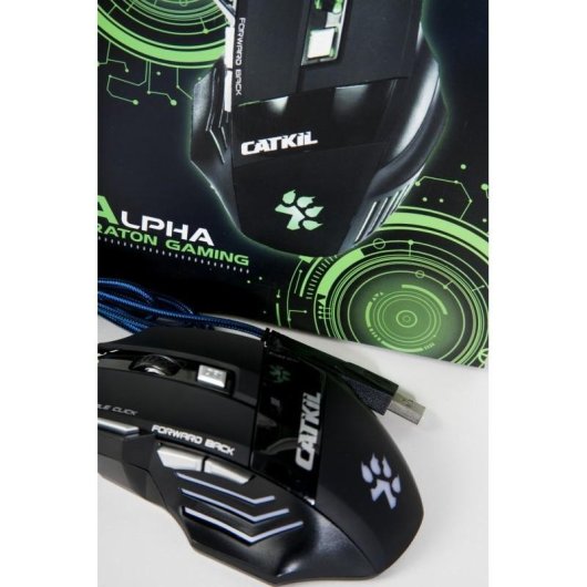 Ratón Catkil Alpha USB tipo A 2400 DPI Ambidextro Negro con Iluminación