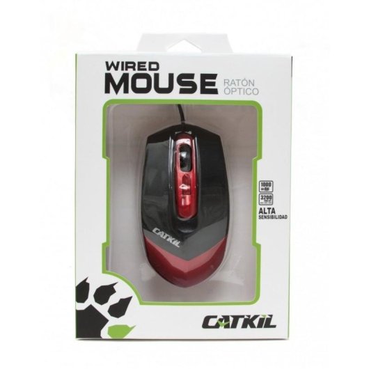 Ratón Catkil Dallas Óptico USB 1000 DPI Negro Rojo Plug&Play