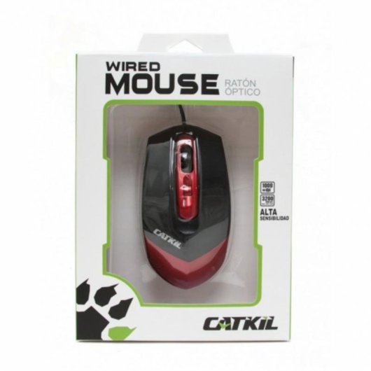 Ratón Catkil Dallas Óptico USB 1000 DPI Negro Rojo Plug&Play