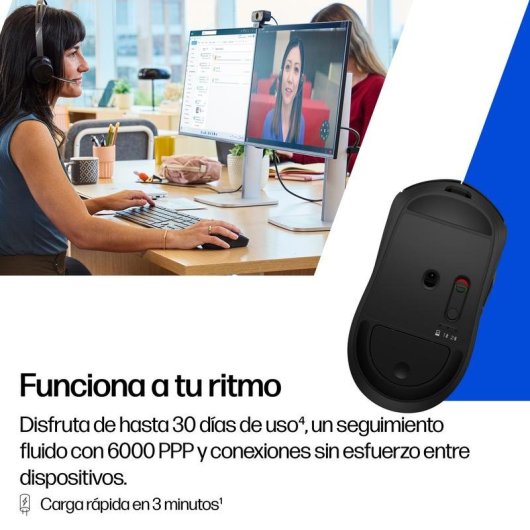Souris HP 705 sans fil Bluetooth USB 6000 DPI Noir 8 boutons programmables