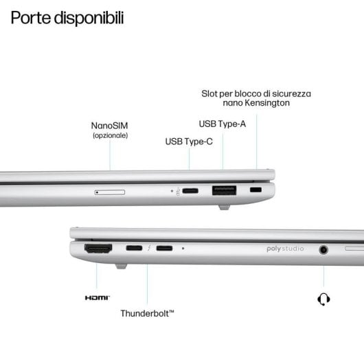 HP EliteBook 8 G1i Portatile 13.3" Intel Core Ultra 7 255U 32GB 1TB SSD Grafica Intel Windows 11 Pro ultraleggero