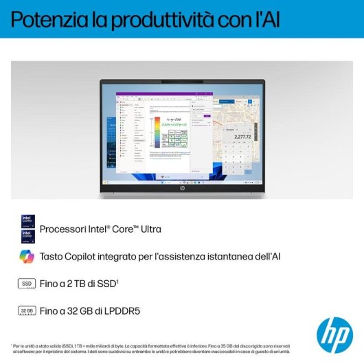 Portatile HP OmniBook 5 AI 16-af1006nlx 16" Intel Core Ultra 7 255U 32GB 1TB SSD Intel Graphics Windows 11