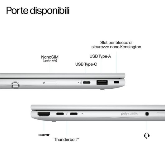 HP EliteBook 8 Flip G1i Portatile 13,3" Intel Core Ultra 7 255U 32GB 1TB SSD Grafica Intel Windows 11 Pro tastiera retroilluminata