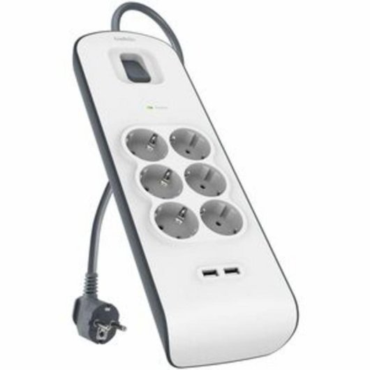 Regleta Belkin 6 Tomas 2 USB-A Protección 650 J Cable 2 m
