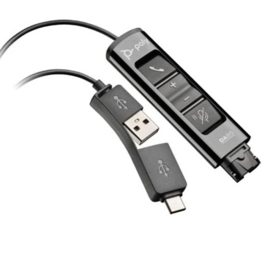 Adattatore Poly DA85 USB-A e USB-C a QD per cuffie professionali nero