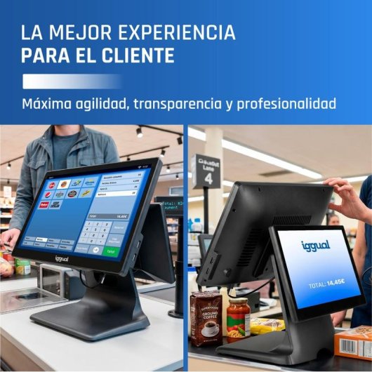Terminal Punto Venta Dual IGGUAL 15.6" 11.6" N100 8GB 256GB SSD Windows 11 Pro