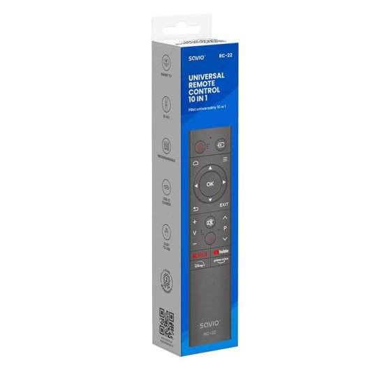 Mando a distancia universal Savio RC-22 programable 10 en 1 USB-C