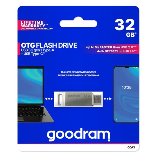 Unità Flash Goodram ODA3 32 GB USB Type-A/Type-C 3.2 Gen 1 Argento