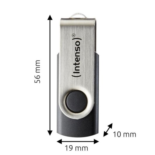 Chiavetta USB Intenso Office Line 32 GB USB-A 3.2 Gen 1 Girevole Nero Argento