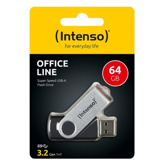 Memoria USB Intenso Office Line 64 GB USB-A 3.2 Gen 1x1 negro-plata