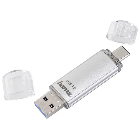 Memoria USB HAMA C-Laeta 128 GB USB Type-A y USB Type-C Plata
