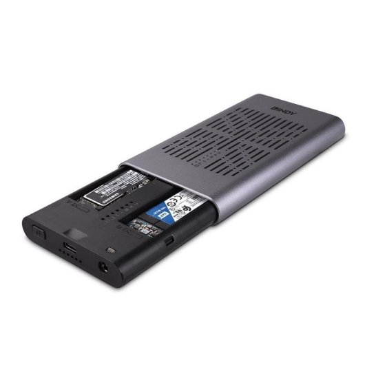 Caja PC Lindy 43382 M.2 Aluminio ABS Plata para SSD PCIe USB Type-C