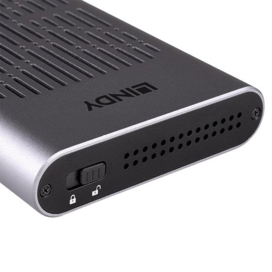 Caja PC Lindy 43382 M.2 Aluminio ABS Plata para SSD PCIe USB Type-C