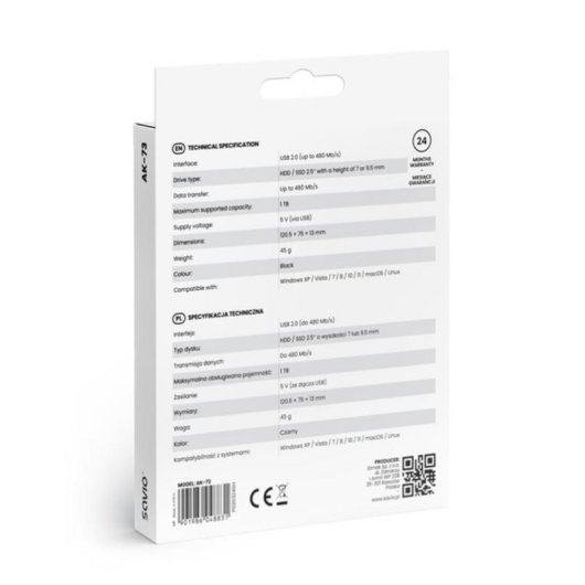 Caja PC Savio SAVAK-73 2.5" Aluminio Negro USB 2.0 Compacta Ligera