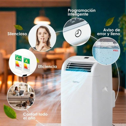 Aire Acondicionado Portátil Daitsu Aeris Dual APD-09FCXB 2.270 Frigorías Bomba de Calor WiFi Mando