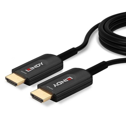 Cable HDMI 2.1 Lindy 10 m Fibra Óptica Híbrido 48 Gbit/s Negro