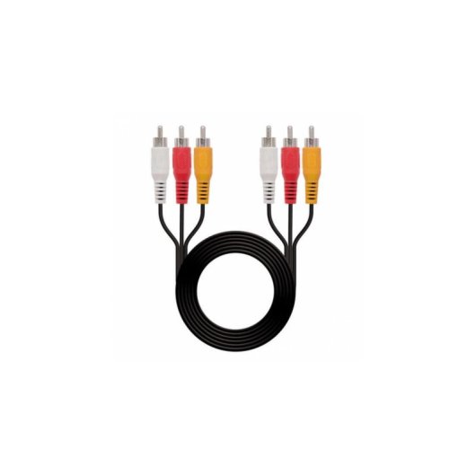 Audiokabel Stereo Nanocable 3x RCA Stecker zu 3x RCA Stecker 1,8 m Schwarz