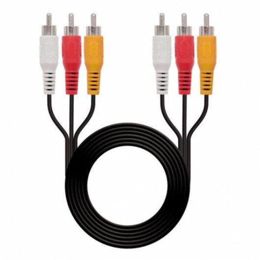 Audiokabel Stereo Nanocable 3x RCA Stecker zu 3x RCA Stecker 1,8 m Schwarz
