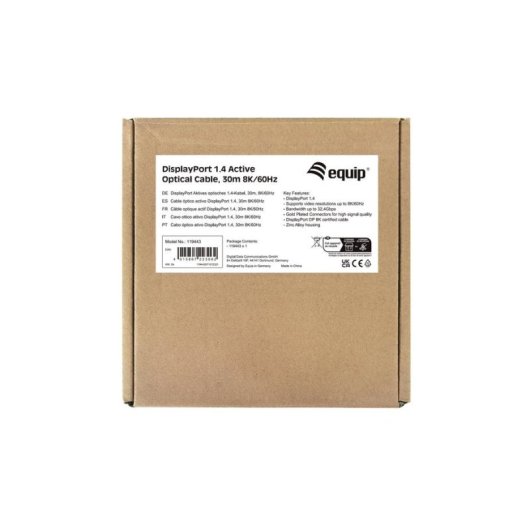 Cable DisplayPort 1.4 Activo Óptico EQUIP 30 m 8K/60 Hz