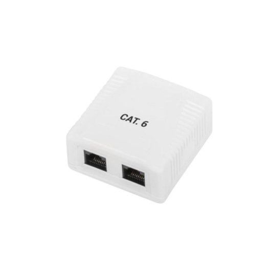 Caixa de superfície RJ45 Phasak UTP Cat.6 dupla entrada inferior branca