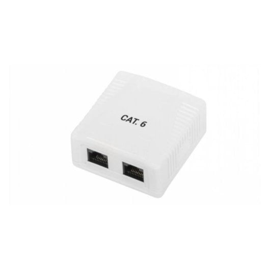 Caixa de superfície RJ45 Phasak UTP Cat.6 dupla entrada inferior branca