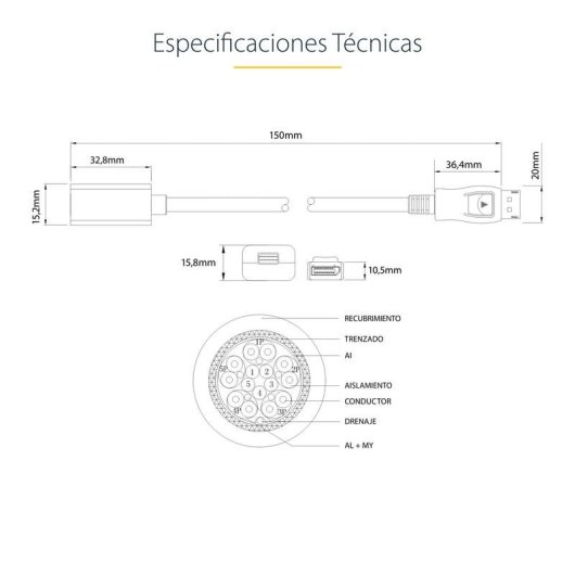 Cable DisplayPort a Mini DisplayPort StarTech.com 15 cm 4K UHD