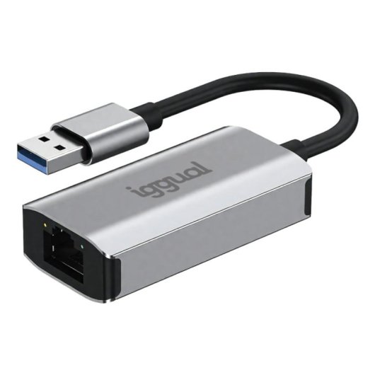 Scheda di Rete IGGUAL Adattatore USB-A 3.0 a RJ45 Gigabit 1000 Mbit/s Argento