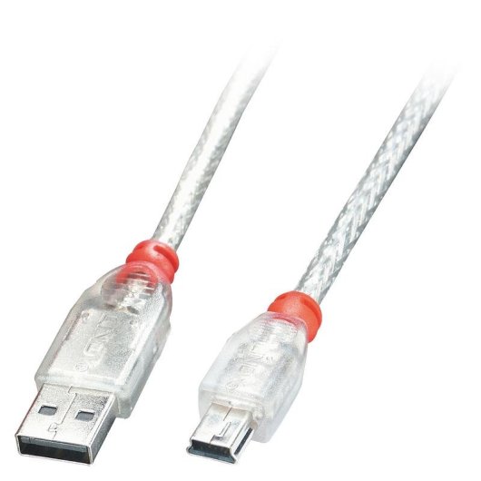 Cable USB Lindy 2 m USB A a Mini-USB B USB 2.0 Transparente
