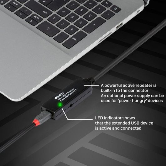 Cable USB Lindy 43376 10 m USB A a USB C 3.2 Gen 1 5 Gbit/s Negro