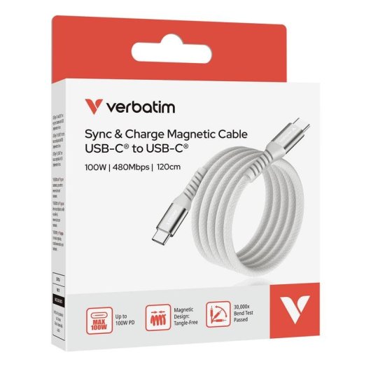 Cable USB C a USB C Verbatim 1,2 m USB 2.0 Gris