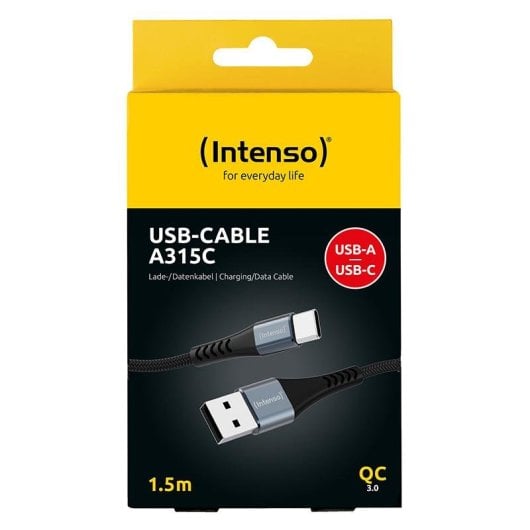USB-C-Kabel Intenso A315C 1,5 m Schnellladung 60 W schwarz