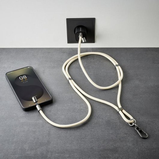 Halskette USB-C zu USB-C Intenso Handykette 1,65 m Beige Schnellladung 60W