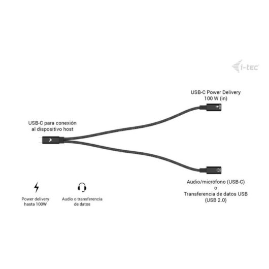 USB-C Splitter I-Tec Audio/Daten + Power Delivery 100W 0,3 m