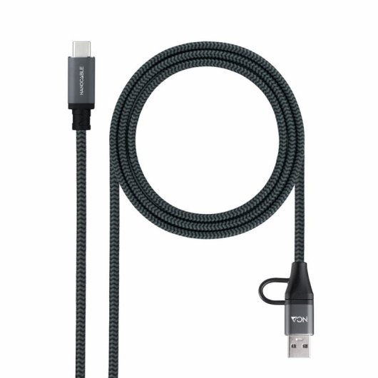 Kabel USB 3.2 Gen2x2 Nanocable 20 Gbps 100W USB-C an USB-C 1,5 m Grau/Schwarz