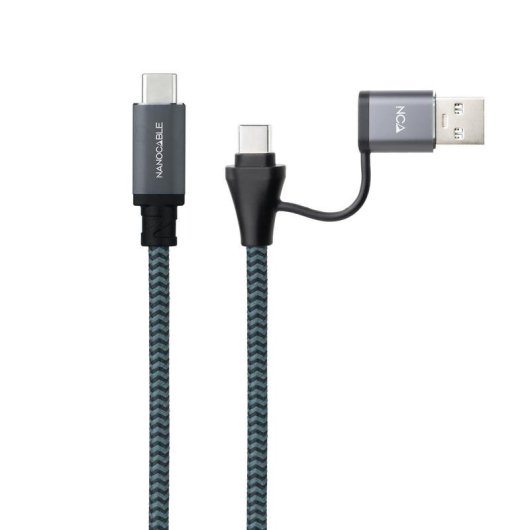 Kabel USB 3.2 Gen2x2 Nanocable 20 Gbps 100W USB-C an USB-C 1,5 m Grau/Schwarz