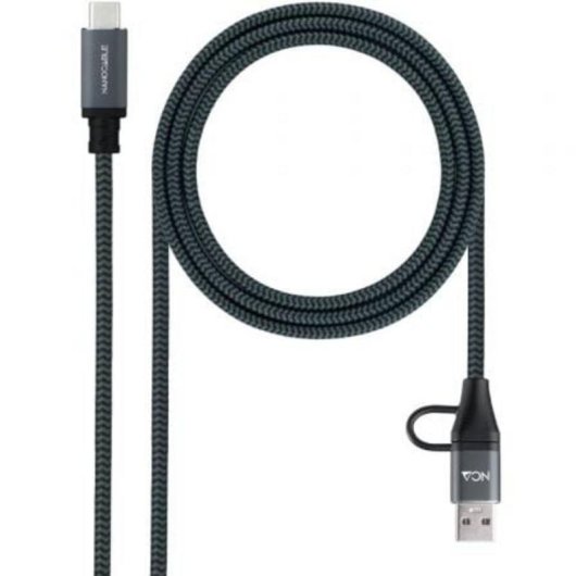Kabel USB 3.2 Gen2x2 Nanocable 20 Gbps 100W USB-C an USB-C 1,5 m Grau/Schwarz