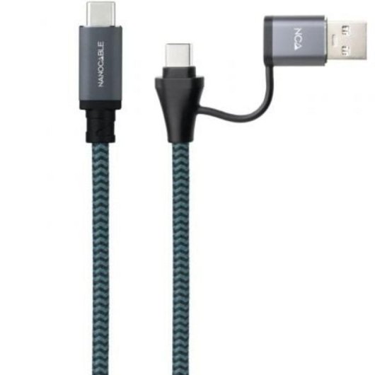Kabel USB 3.2 Gen2x2 Nanocable 20 Gbps 100W USB-C an USB-C 1,5 m Grau/Schwarz