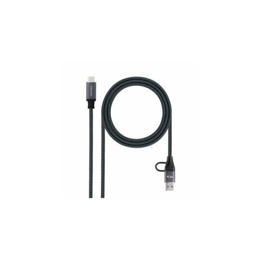 Kabel USB 3.2 Gen2x2 Nanocable 20 Gbps 100W USB-C an USB-C 1,5 m Grau/Schwarz