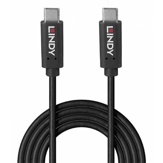 Cable USB-C à USB-C Lindy 36975 0,5 m USB 3.2 Gen 2x2 20 Gbit/s Noir