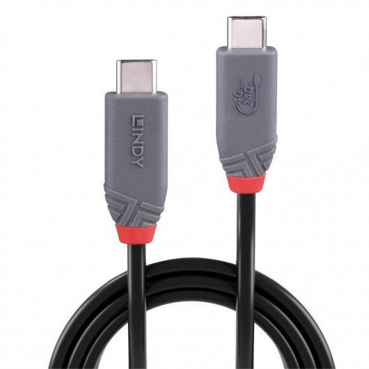 Cable USB4 Lindy Anthra Line 0,8 m USB-C à USB-C 40 Gbit/s Noir