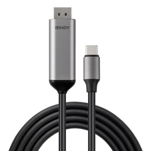 Cabo Adaptador USB-C para DisplayPort 1.4 Lindy 1 m Cinzento