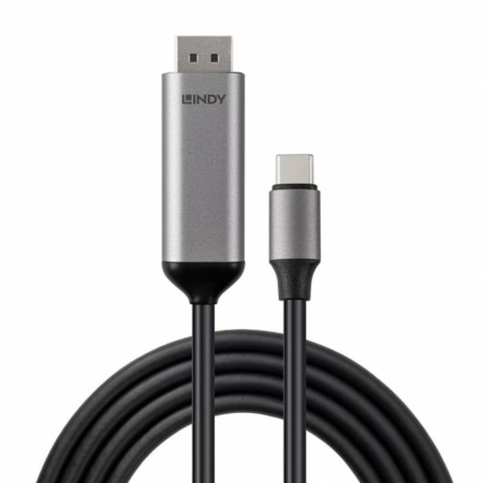 Cabo Adaptador USB-C para DisplayPort 1.4 Lindy 1 m Cinzento