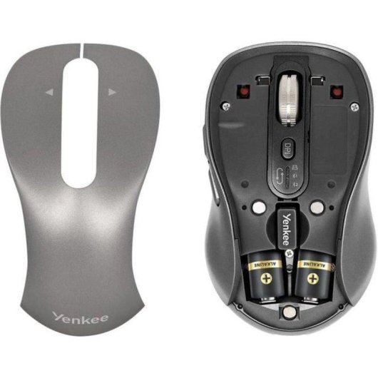 Ratón Yenkee YMS 2010SR Inalámbrico USB 2,4 GHz Bluetooth 3200 DPI Gris Recargable