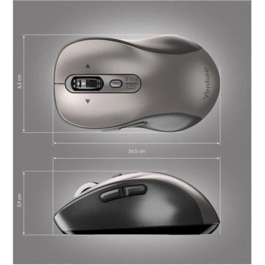 Ratón Yenkee YMS 2010SR Inalámbrico USB 2,4 GHz Bluetooth 3200 DPI Gris Recargable