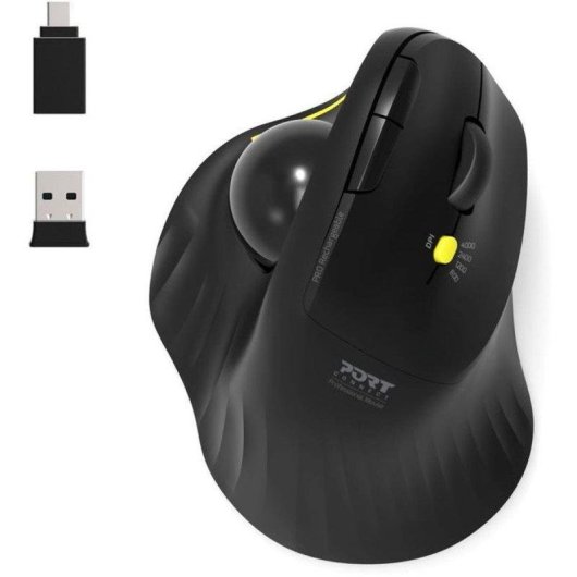 Ratón Port Designs 900719 Trackball Bluetooth 1600 DPI Negro Recargable